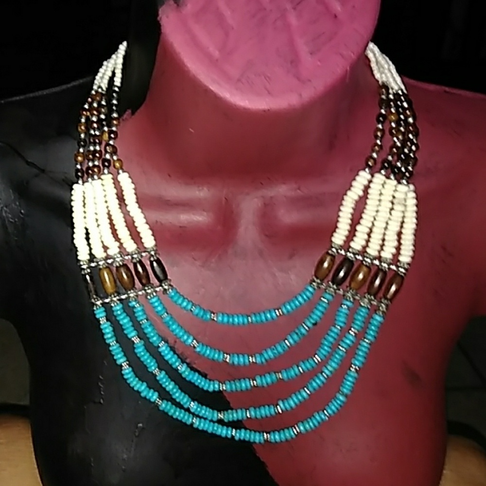 Turquoise & Bone Necklace - Picture 2 of 5